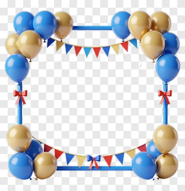 Colorful Balloon Frame With Bunting PNG