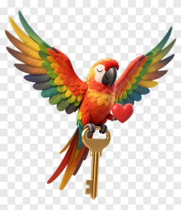 Colorful Parrot Holding A Key PNG