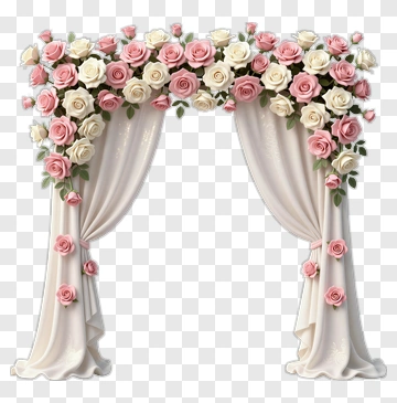 Floral Wedding Arch With Pink And White Roses PNG