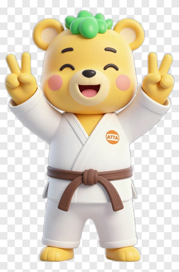 Cartoon Bear In A Karate Gi Making Peace Signs PNG