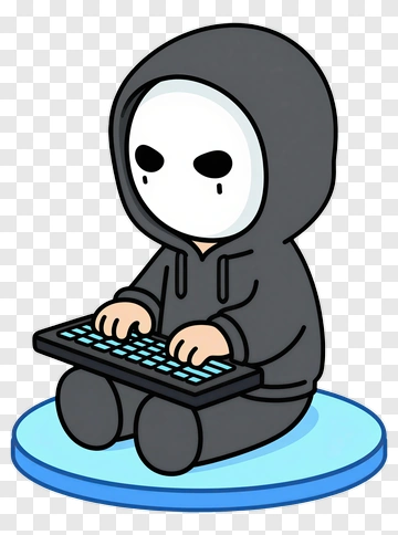 Cartoon Character Typing On A Keyboard PNG
