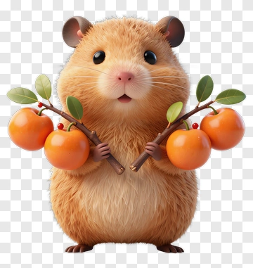 Cute Hamster Holding Oranges PNG