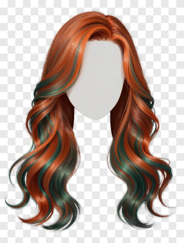 Colorful Long Hair With Green Highlights PNG