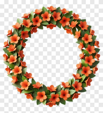 Flower Wreath With Orange Blooms PNG