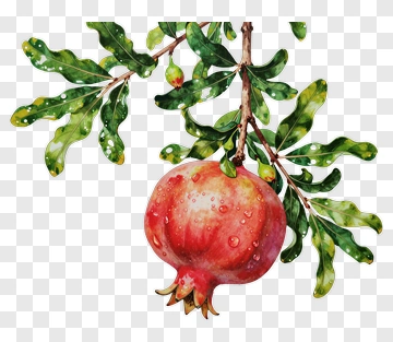 Watercolor Pomegranate Hanging From A Branch PNG