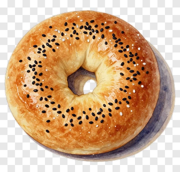 Sesame Bagel On A Plate PNG