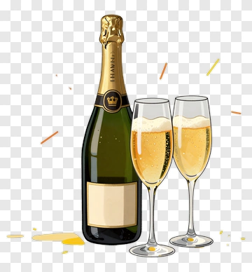 Champagne Bottle And Flutes PNG