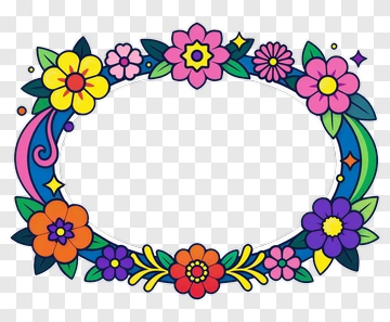 Colorful Floral Frame PNG