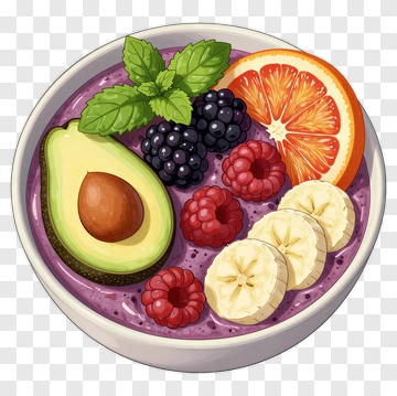 Colorful Smoothie Bowl With Fresh Fruits PNG