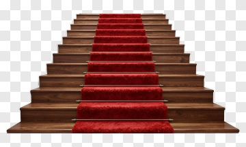 Wooden Staircase With Red Carpet Runners PNG