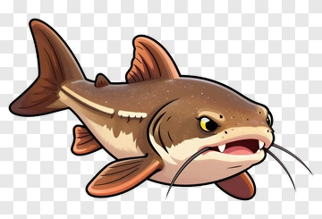 Cartoon Catfish With Sharp Teeth PNG