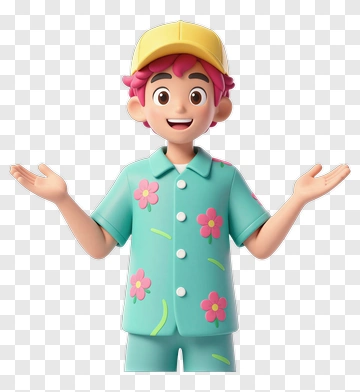 Cartoon Boy Gesturing With Open Arms PNG