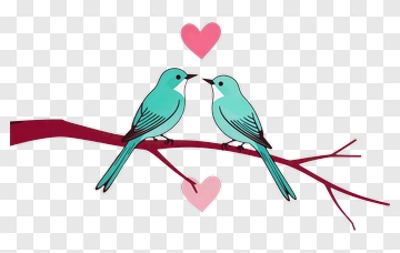 Cartoon Love Birds On A Branch PNG