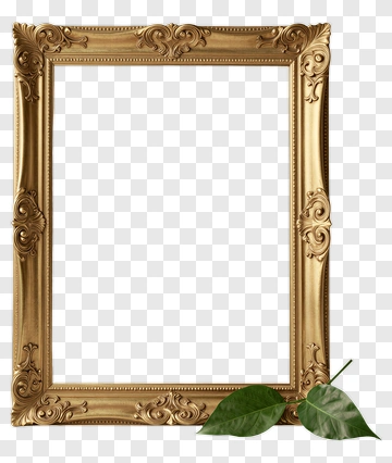 Gold Picture Frame With Green Leaves PNG