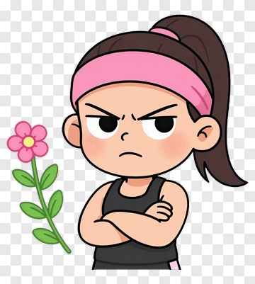 Cartoon Girl With Flower PNG