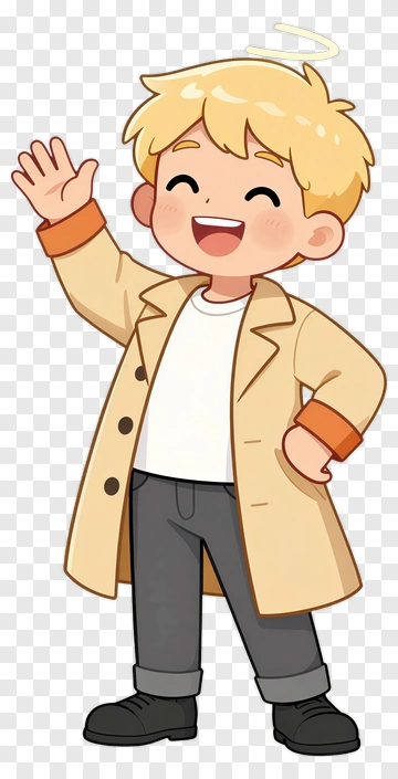 Cartoon Boy Waving Hello PNG