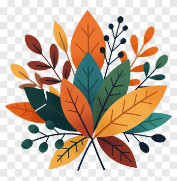 Colorful Leaf Arrangement PNG
