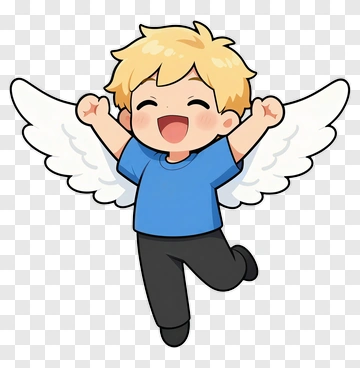 Cartoon Boy With Angel Wings PNG