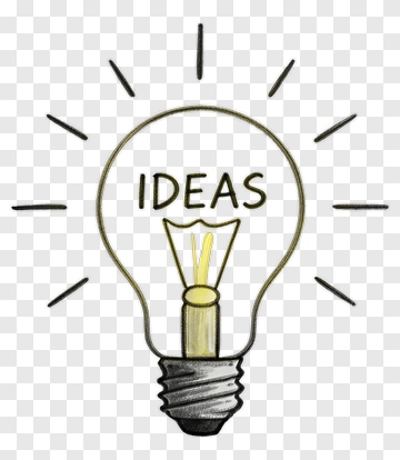 Light Bulb With Ideas Text PNG