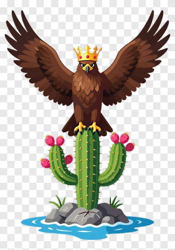 Eagle Sitting On A Cactus With A Crown PNG