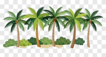 Colorful Palm Trees In A Tropical Landscape PNG