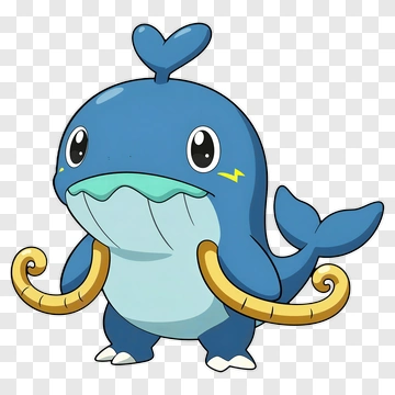 Cartoon Whale With Curved Tentacles PNG