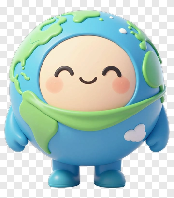 Cartoon Earth Character With A Smile PNG