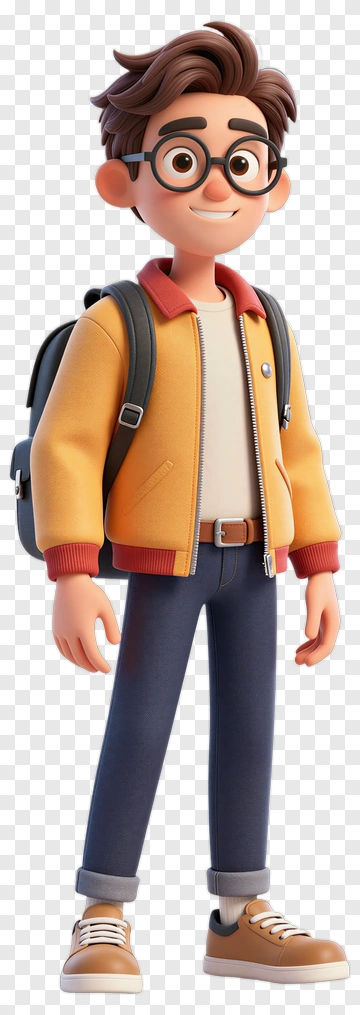 3D Boy Wearing A Backpack And Casual Outfit PNG
