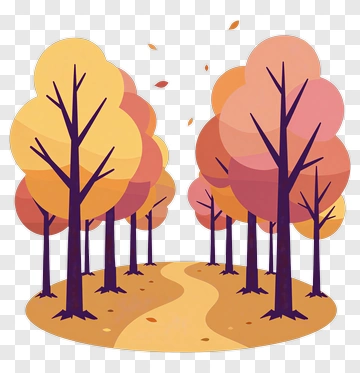 Colorful Autumn Forest Path PNG