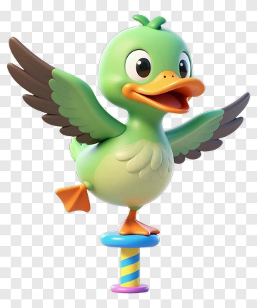 Cartoon Duck Standing On A Toy PNG