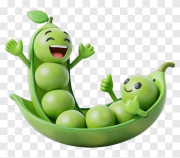 Cartoon Peas In A Pod With Happy Expressions PNG
