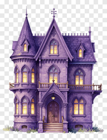 Haunted Mansion With Purple Exterior PNG