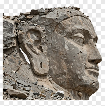 Rock Sculpture Of A Human Face PNG