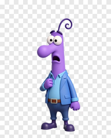 Cartoon Purple Character In A Blue Suit PNG
