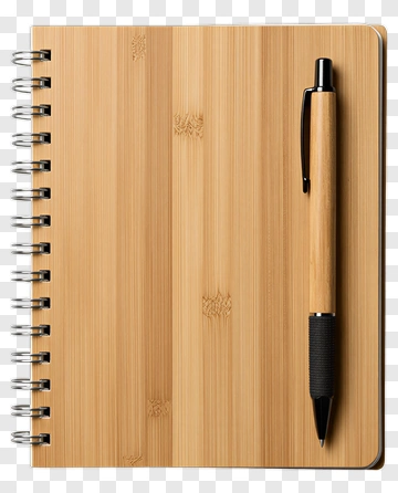 Bamboo Notebook With Pen PNG