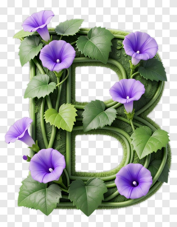 Floral Letter B With Purple Flowers PNG