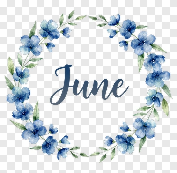 Floral Wreath With June Text PNG