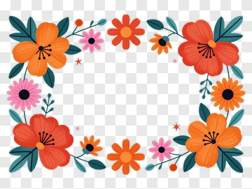 Colorful Floral Frame PNG