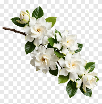 White Gardenia Flowers On A Branch PNG