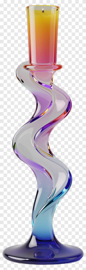 Colorful Spiral Glass Candle Holder PNG