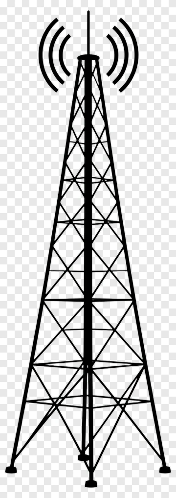 Radio Tower With Signal Waves PNG