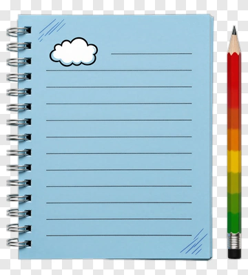Blue Notebook With A Rainbow Pencil PNG