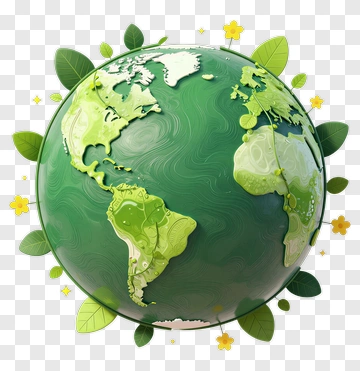 Colorful Earth Globe Surrounded By Leaves PNG