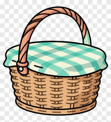 Basket With Checkered Lid PNG