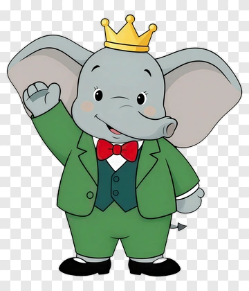 Cartoon Elephant Wearing A Crown PNG