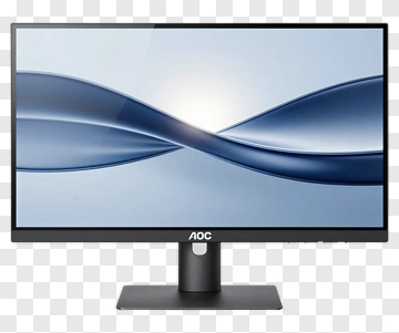 Aoc Computer Monitor With Abstract Blue Design PNG