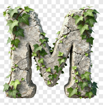 Rock Letter M Covered In Ivy PNG