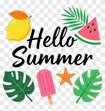 Hello Summer With Fruits And Ice Cream PNG