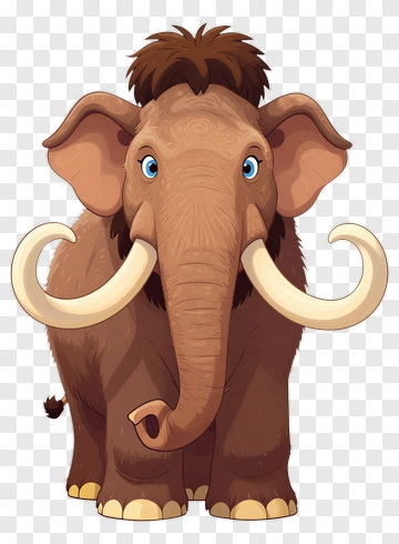 Cartoon Mammoth With Big Tusks PNG