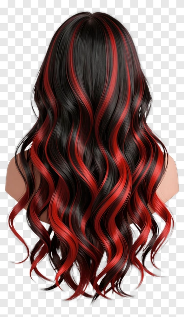 Black And Red Wavy Hair PNG